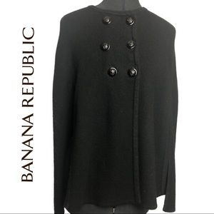 BANANA REPUBLIC Merino Wool Knit Cape | Black | XS